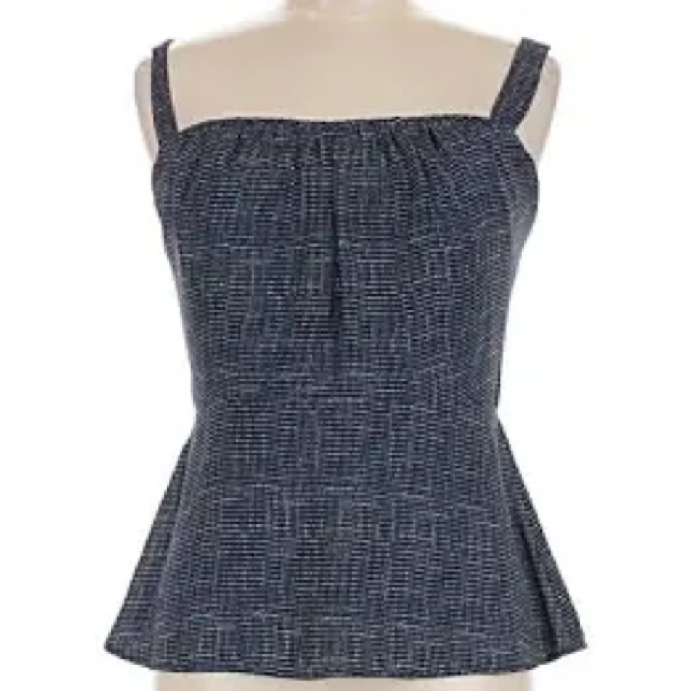 Women’s Navy Textured Square-Neck Tank Top